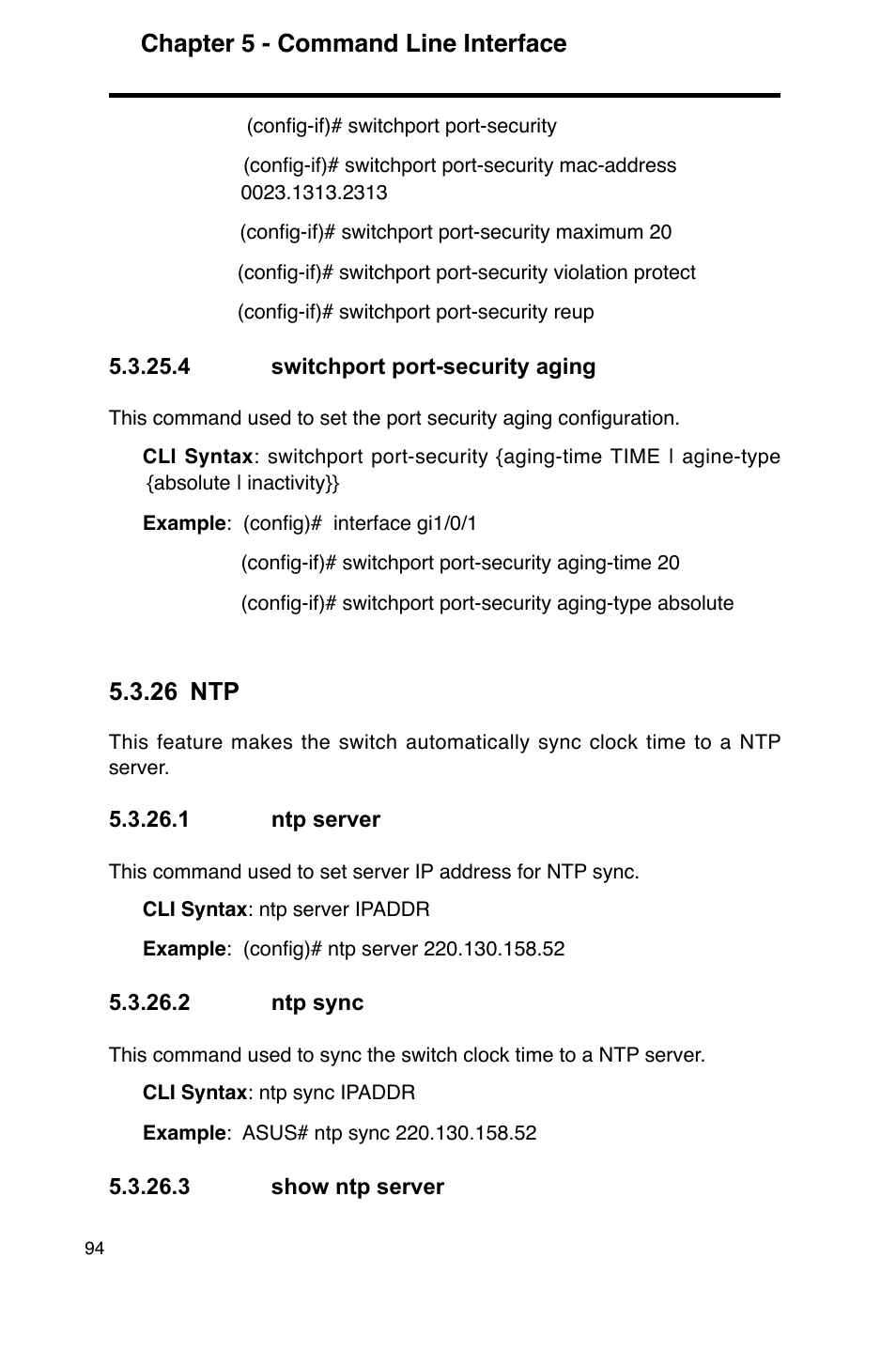 Chapter 5 - command line interface, 26 ntp | Asus GigaX2124 User Manual | Page 106 / 122