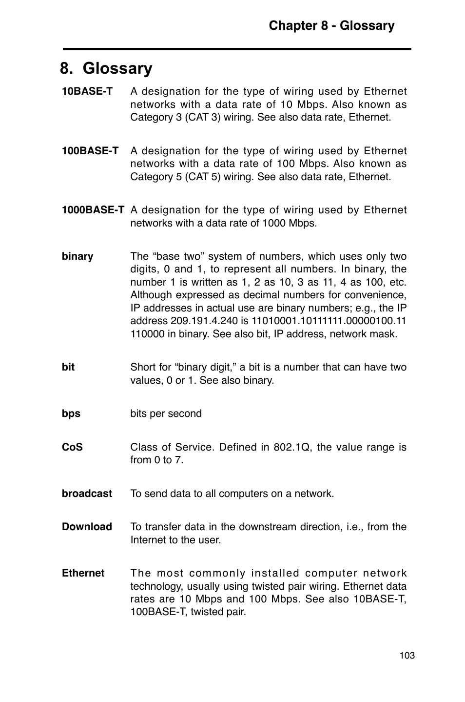 Glossary, Chapter 8 - glossary | Asus GigaX2124 User Manual | Page 115 / 122