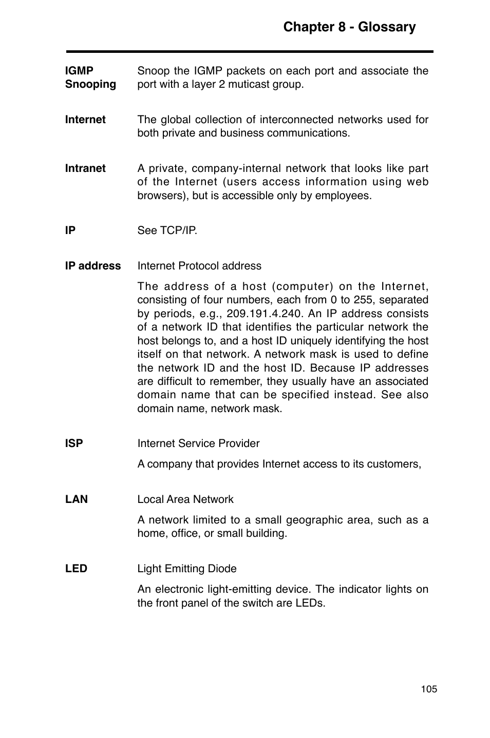 Chapter 8 - glossary | Asus GigaX2124 User Manual | Page 117 / 122