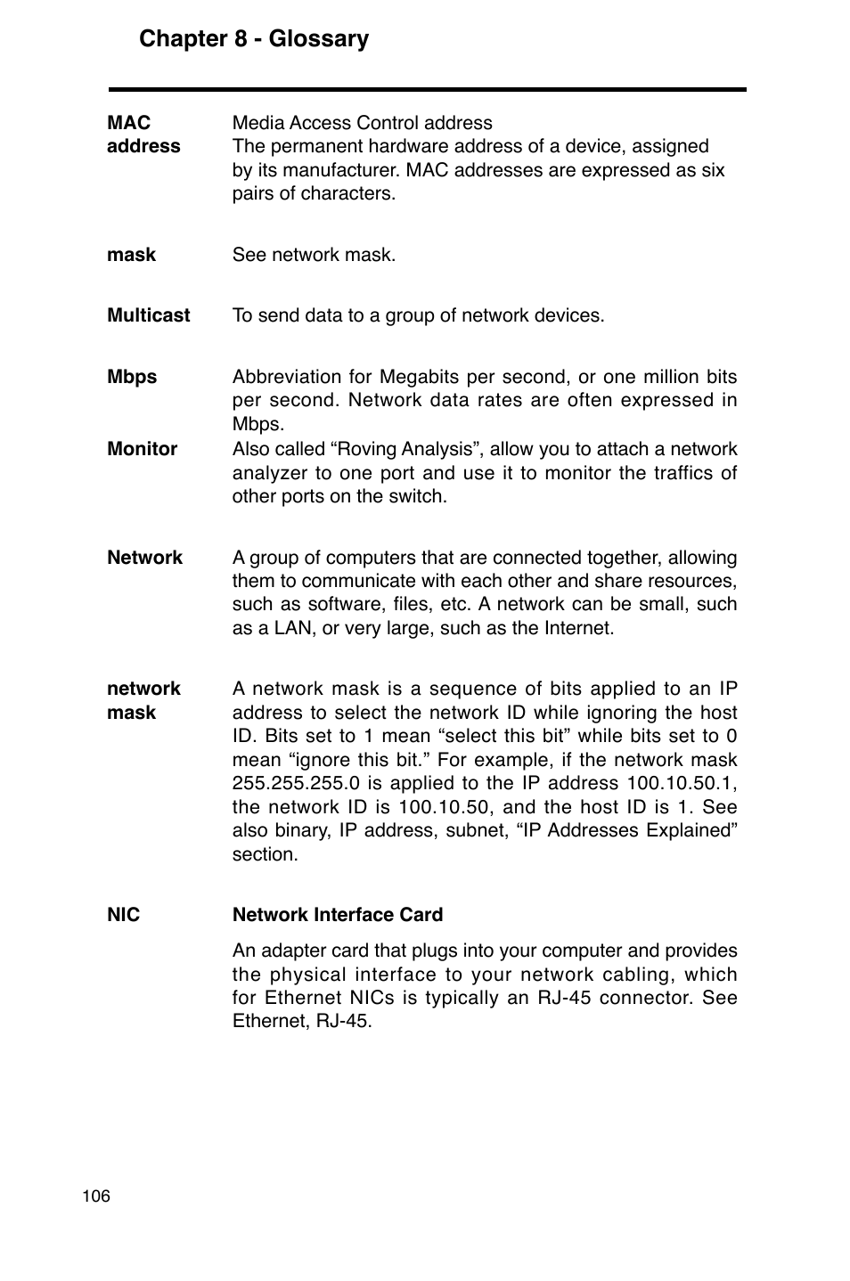 Chapter 8 - glossary | Asus GigaX2124 User Manual | Page 118 / 122