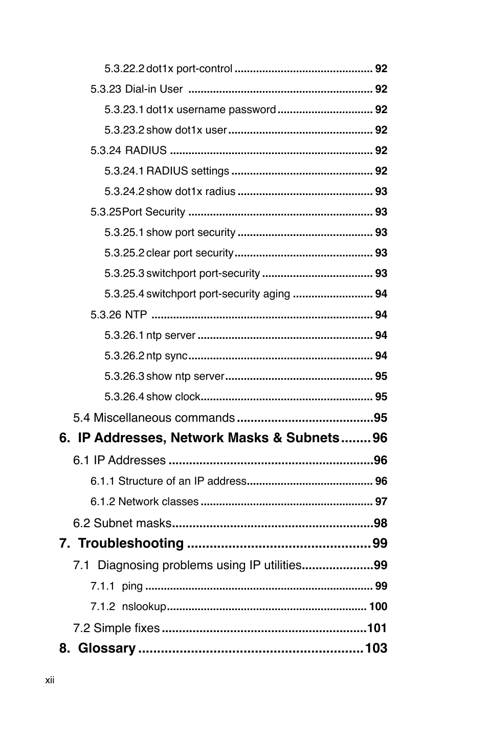 Ip addresses, network masks & subnets, Troubleshooting, Glossary | Asus GigaX2124 User Manual | Page 12 / 122