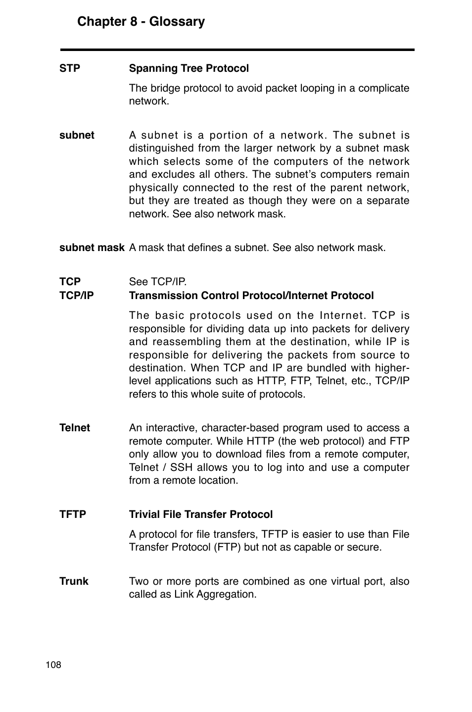 Chapter 8 - glossary | Asus GigaX2124 User Manual | Page 120 / 122