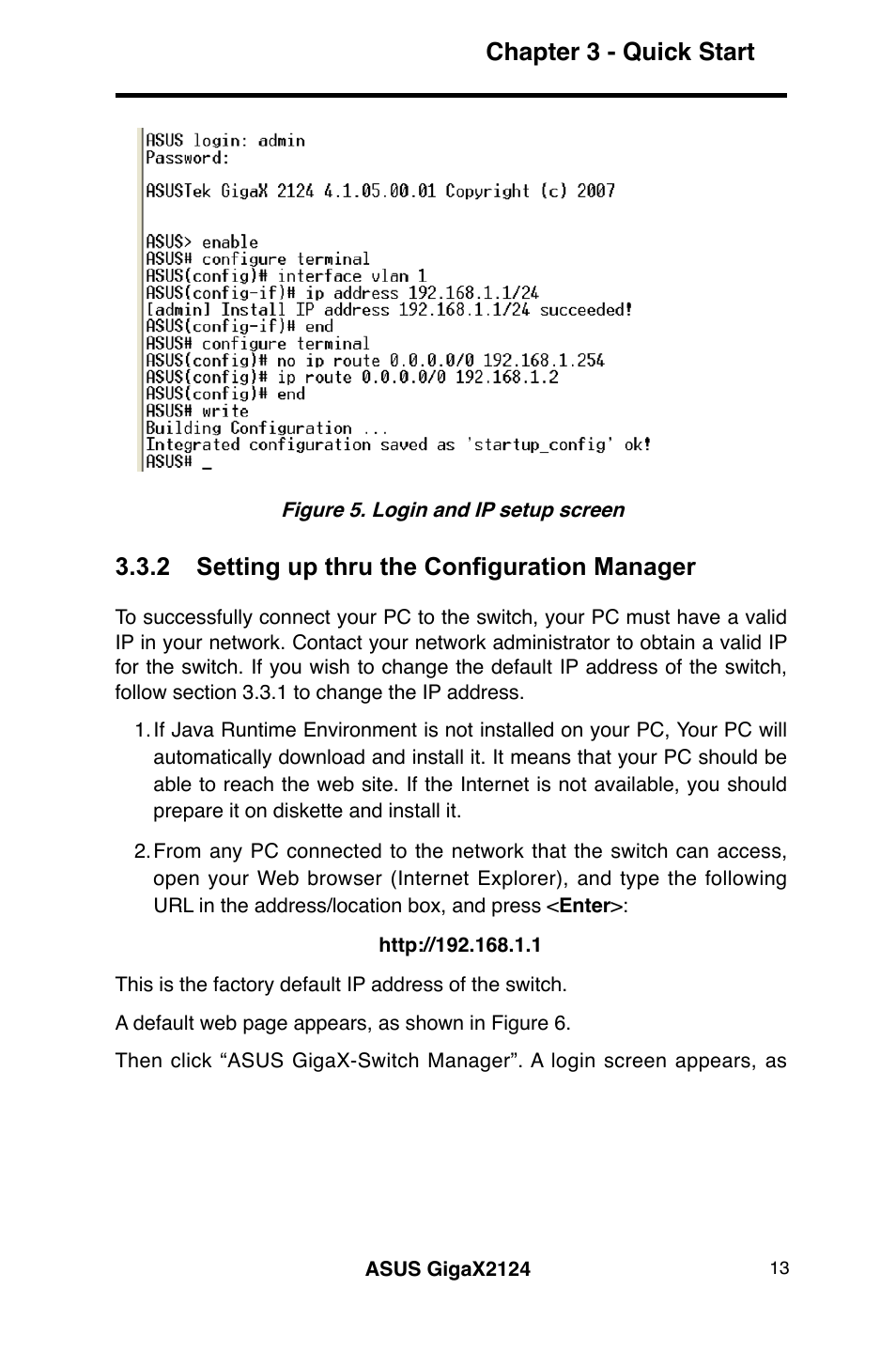 Chapter 3 - quick start, 2 setting up thru the configuration manager | Asus GigaX2124 User Manual | Page 25 / 122