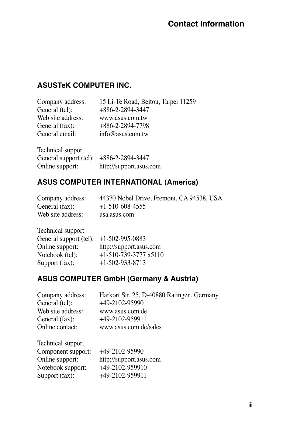Asus GigaX2124 User Manual | Page 3 / 122
