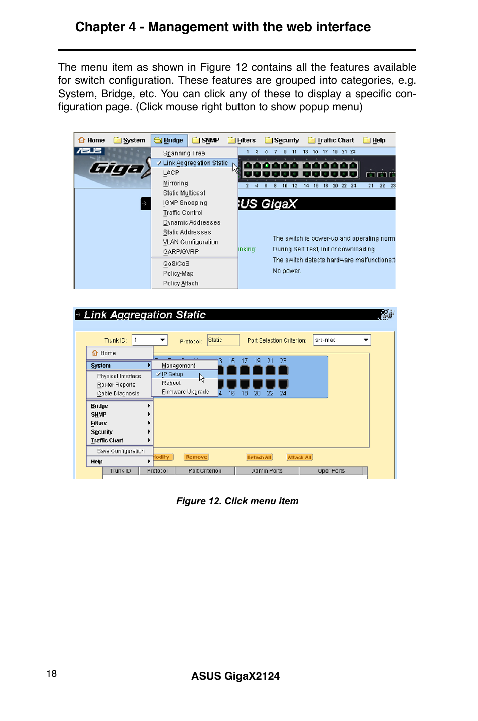 Chapter 4 - management with the web interface | Asus GigaX2124 User Manual | Page 30 / 122