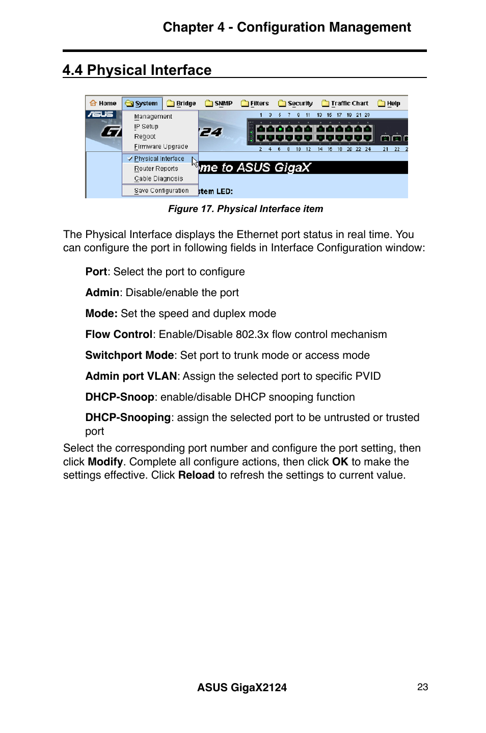 4 physical interface, Chapter 4 - configuration management | Asus GigaX2124 User Manual | Page 35 / 122