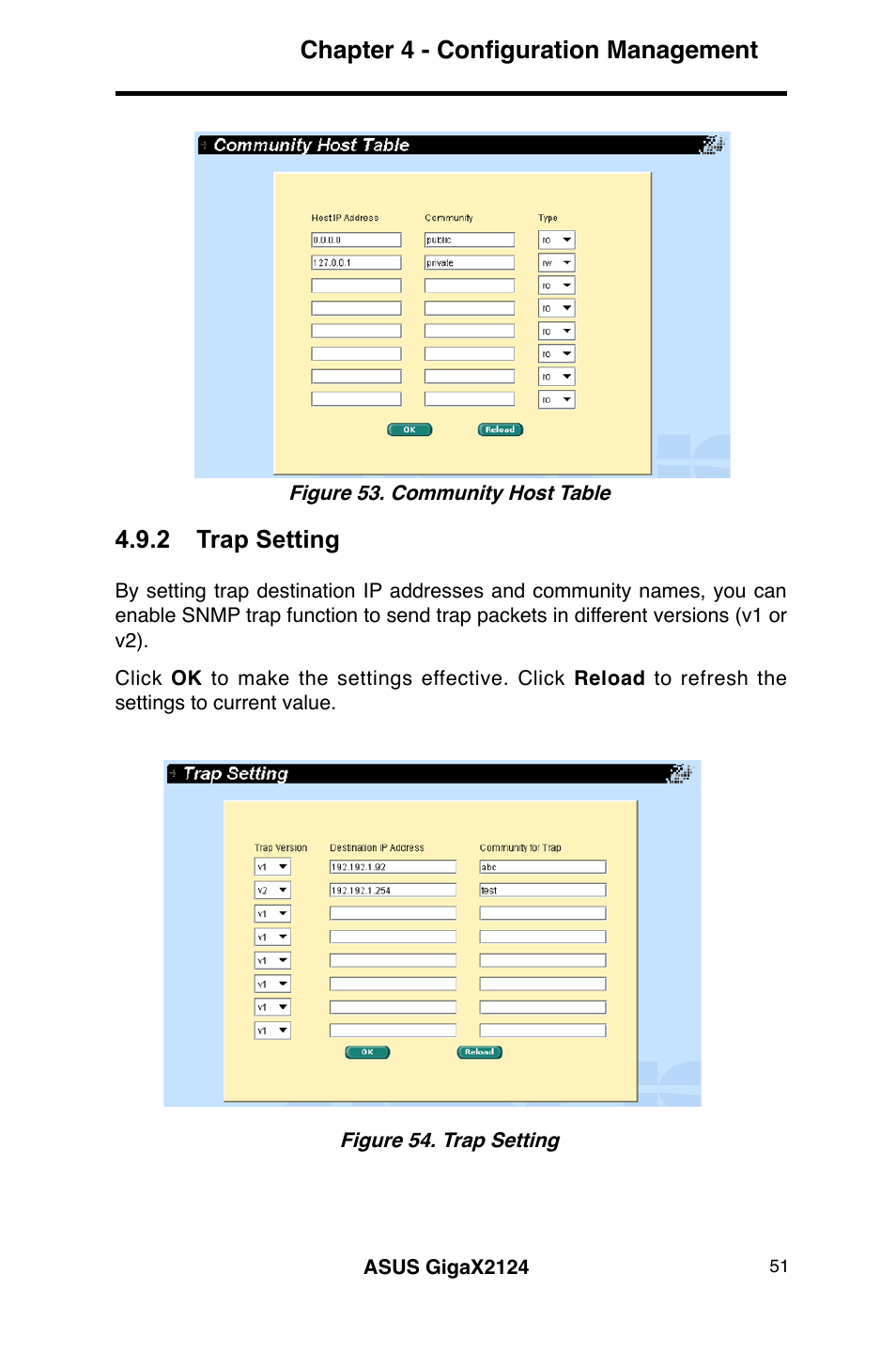 Chapter 4 - configuration management, 2 trap setting | Asus GigaX2124 User Manual | Page 63 / 122