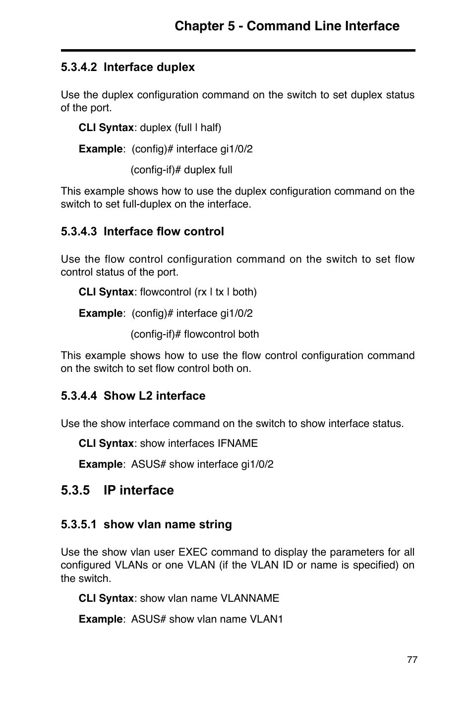 Chapter 5 - command line interface, 5 ip interface | Asus GigaX2124 User Manual | Page 89 / 122