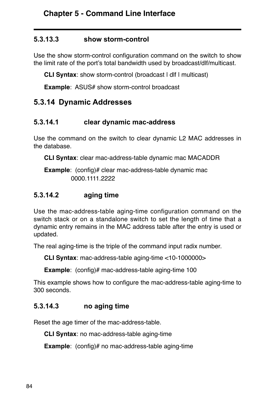 Chapter 5 - command line interface, 14 dynamic addresses | Asus GigaX2124 User Manual | Page 96 / 122