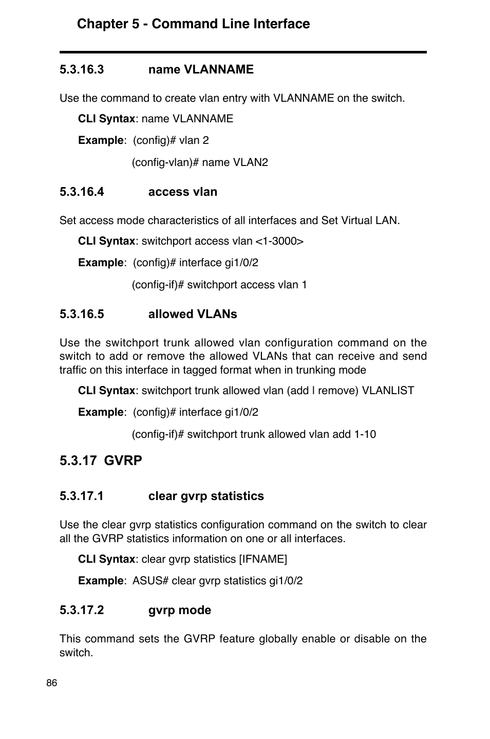 Chapter 5 - command line interface, 17 gvrp | Asus GigaX2124 User Manual | Page 98 / 122