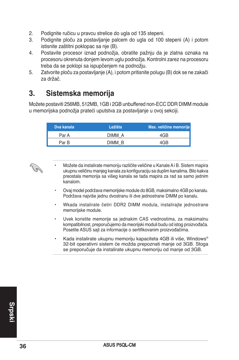 Srpski | Asus P5QL-CM User Manual | Page 36 / 38