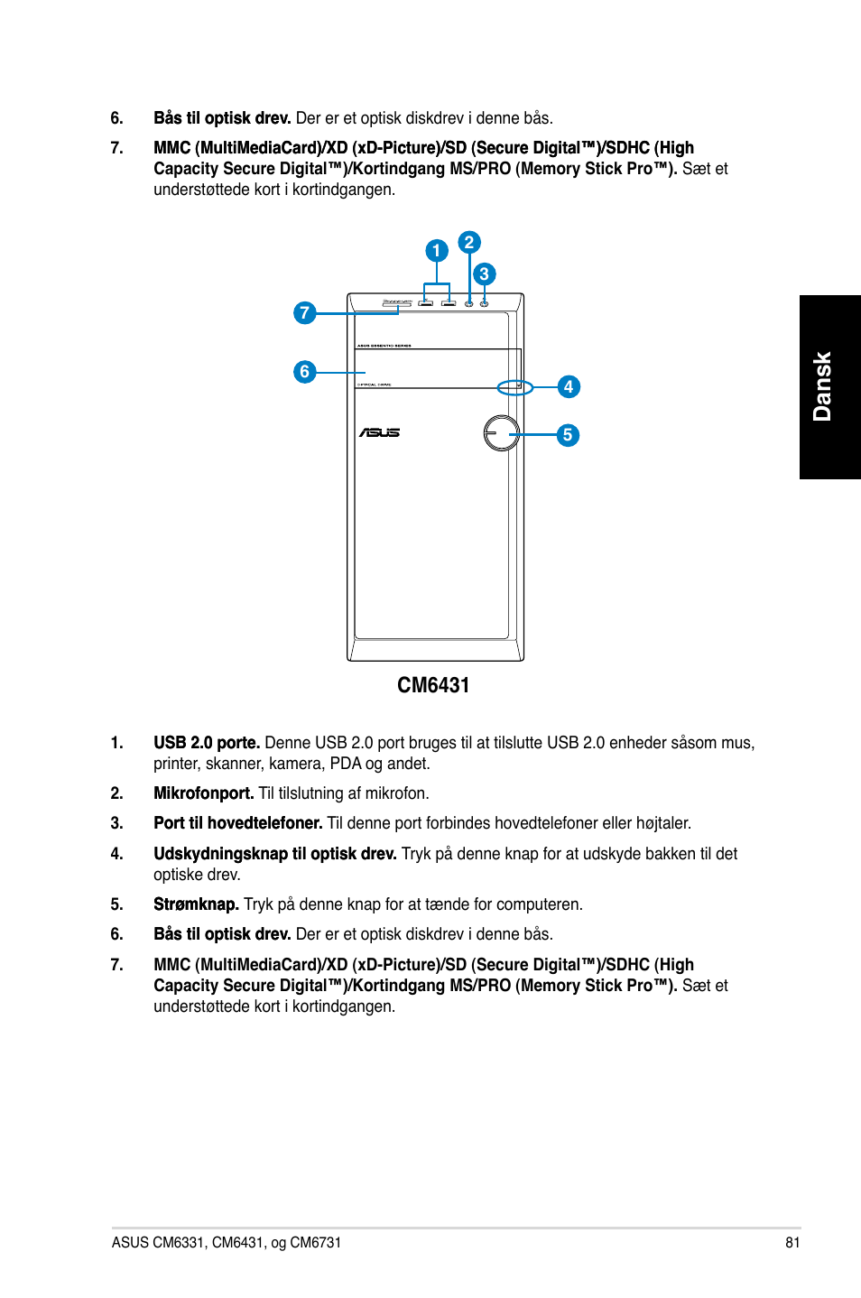 Dansk, Cm6431 | Asus CM6731 User Manual | Page 83 / 342