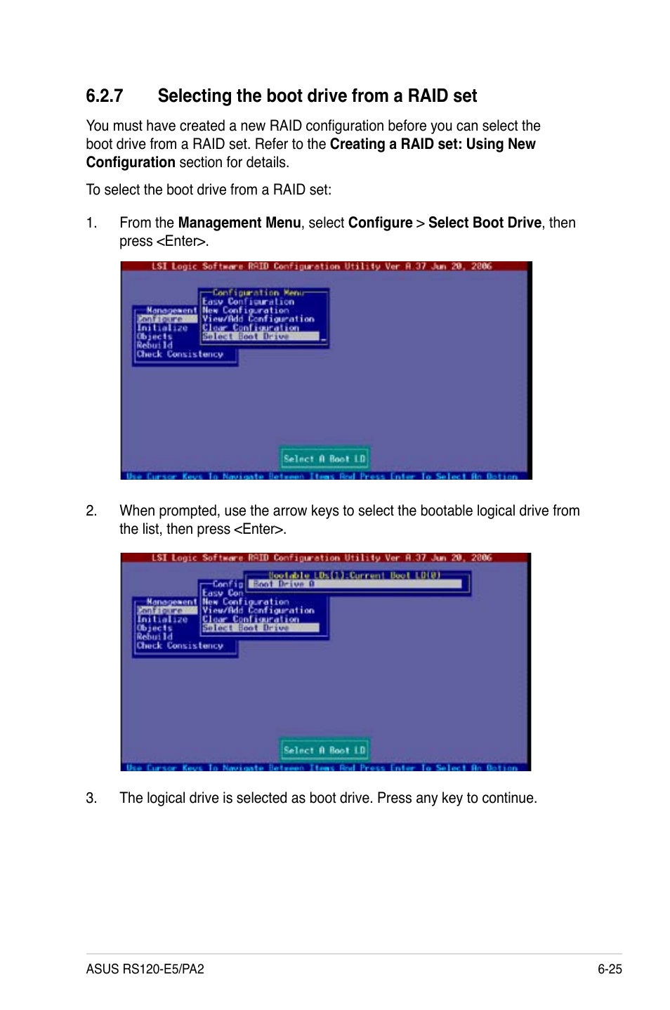 Selecting.the.boot.drive.from.a.raid.set | Asus RS120-E5/PA2 User Manual | Page 125 / 156