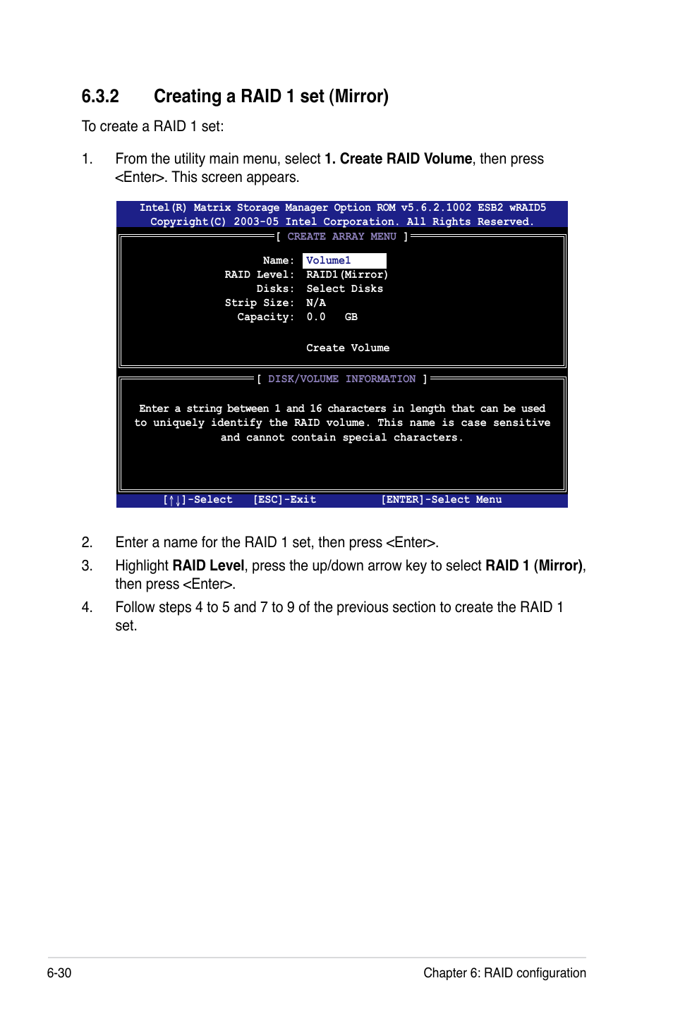 Creating.a.raid.1.set.(mirror) | Asus RS120-E5/PA2 User Manual | Page 130 / 156