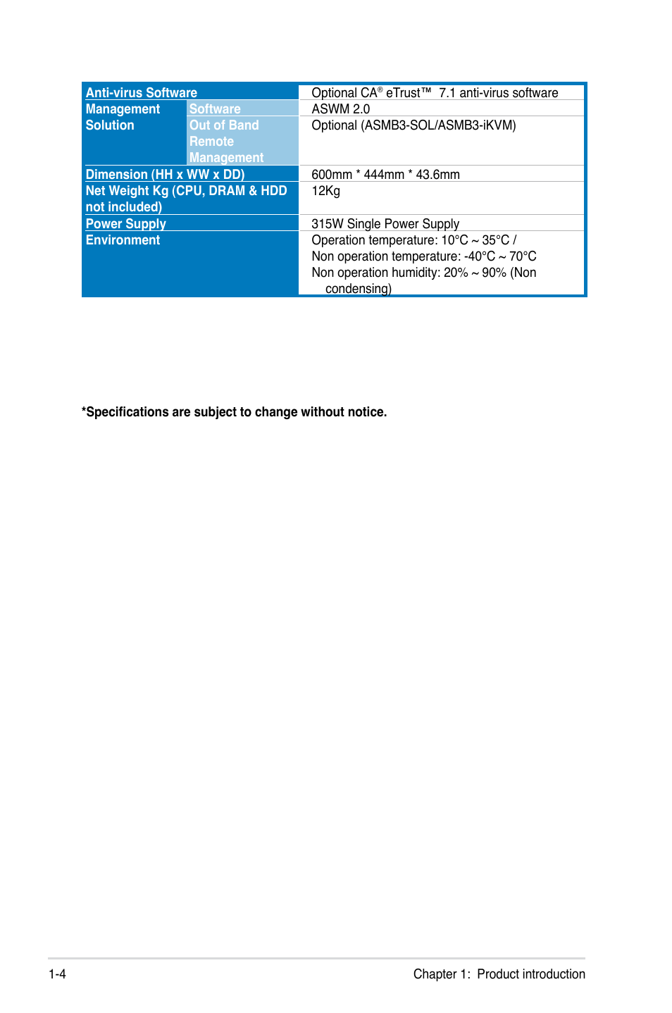 Asus RS120-E5/PA2 User Manual | Page 14 / 156