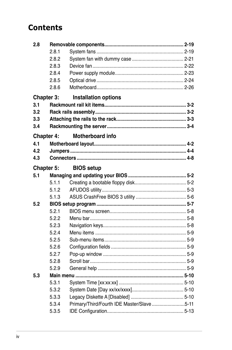 Asus RS120-E5/PA2 User Manual | Page 4 / 156