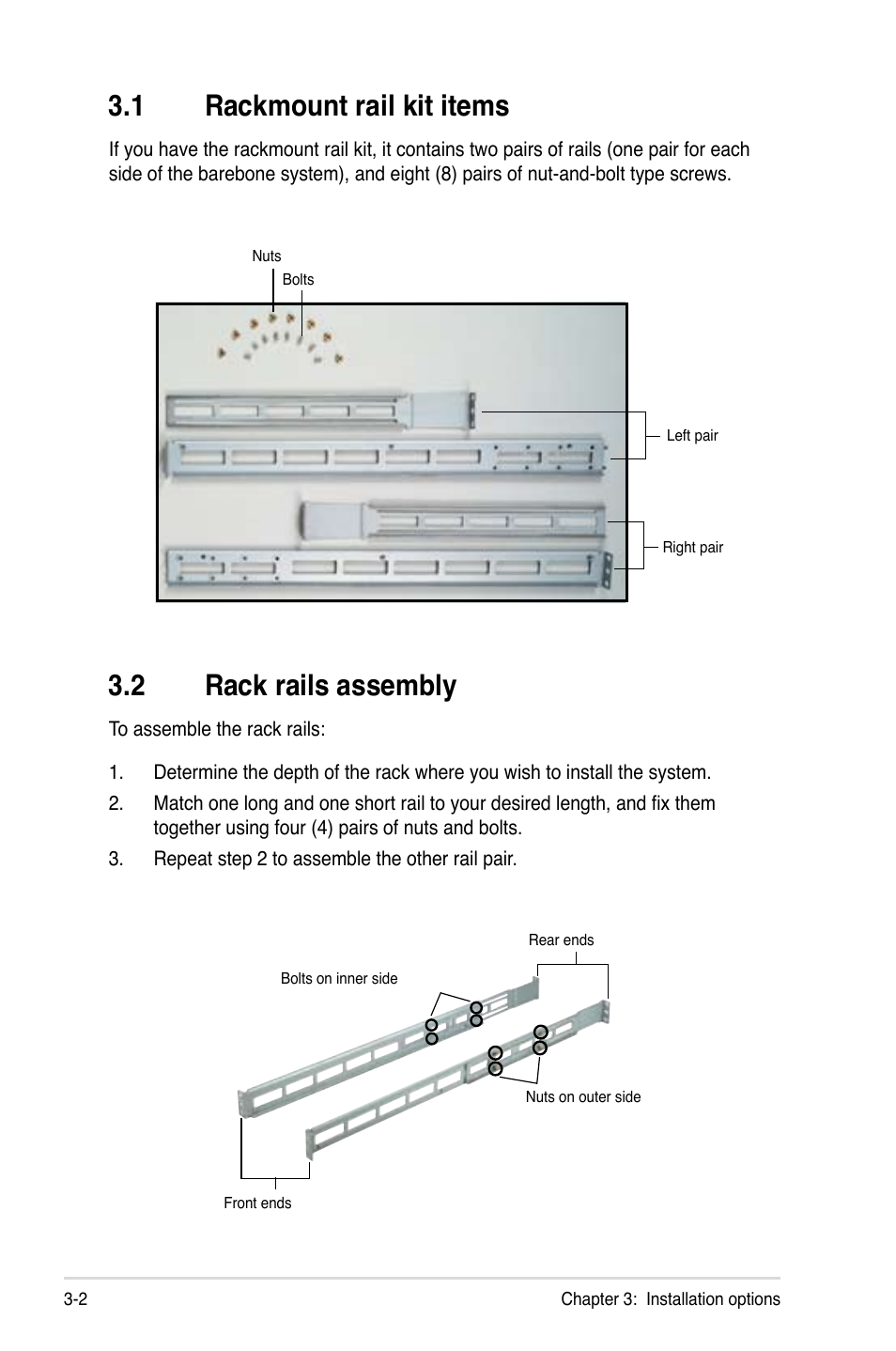 Rackmount.rail.kit.items, Rack.rails.assembly | Asus RS120-E5/PA2 User Manual | Page 48 / 156