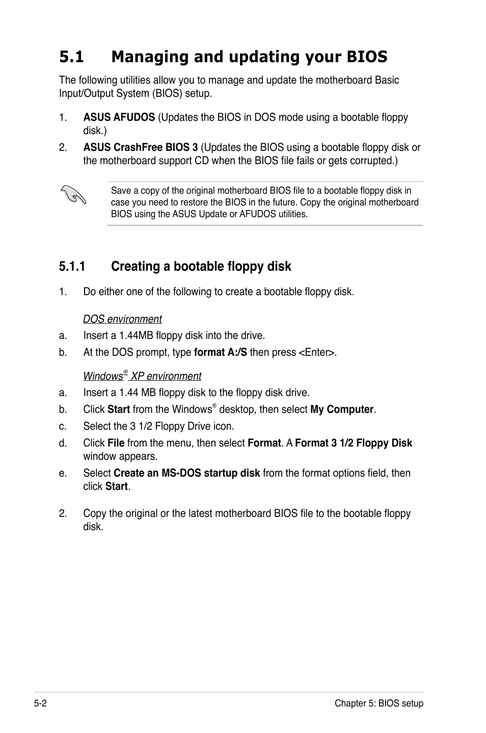 1 managing and updating your bios, 1 creating a bootable floppy disk | Asus RS120-E5/PA2 User Manual | Page 68 / 156