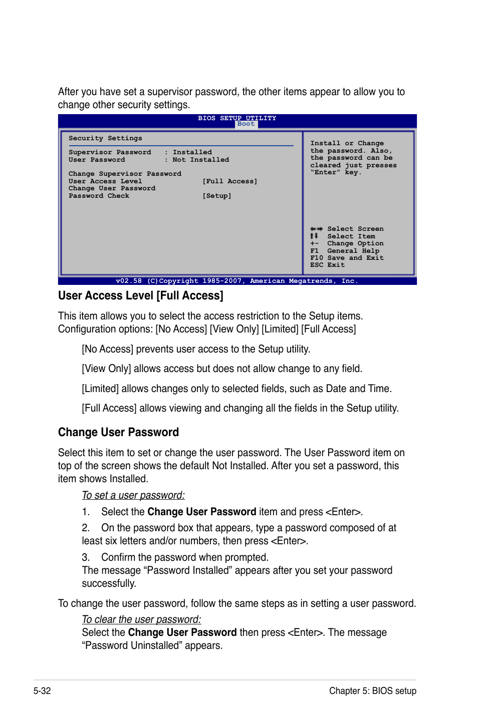 User.access.level.[full.access | Asus RS120-E5/PA2 User Manual | Page 98 / 156