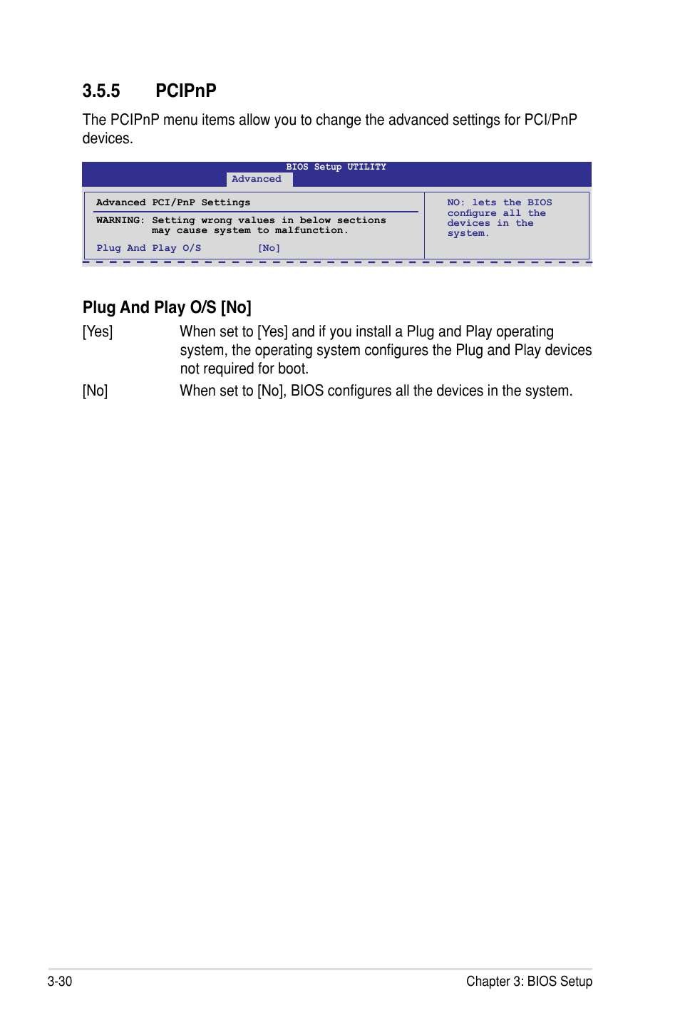 5 pcipnp, Plug and play o/s �no | Asus Rampage III Formula User Manual | Page 114 / 172