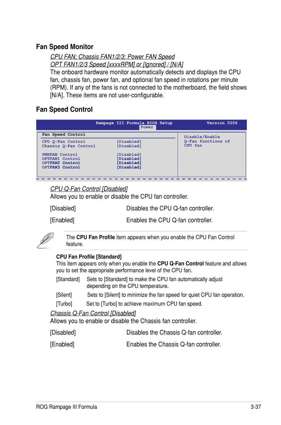 Fan speed monitor, Fan speed control | Asus Rampage III Formula User Manual | Page 121 / 172