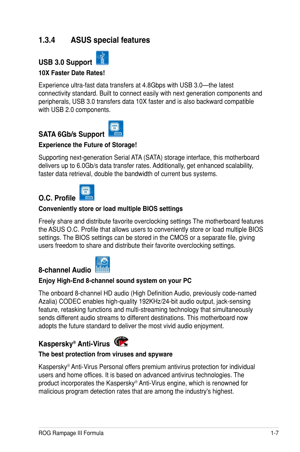 4 asus special features | Asus Rampage III Formula User Manual | Page 25 / 172