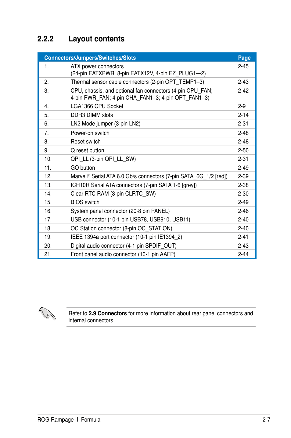 2 layout contents | Asus Rampage III Formula User Manual | Page 35 / 172