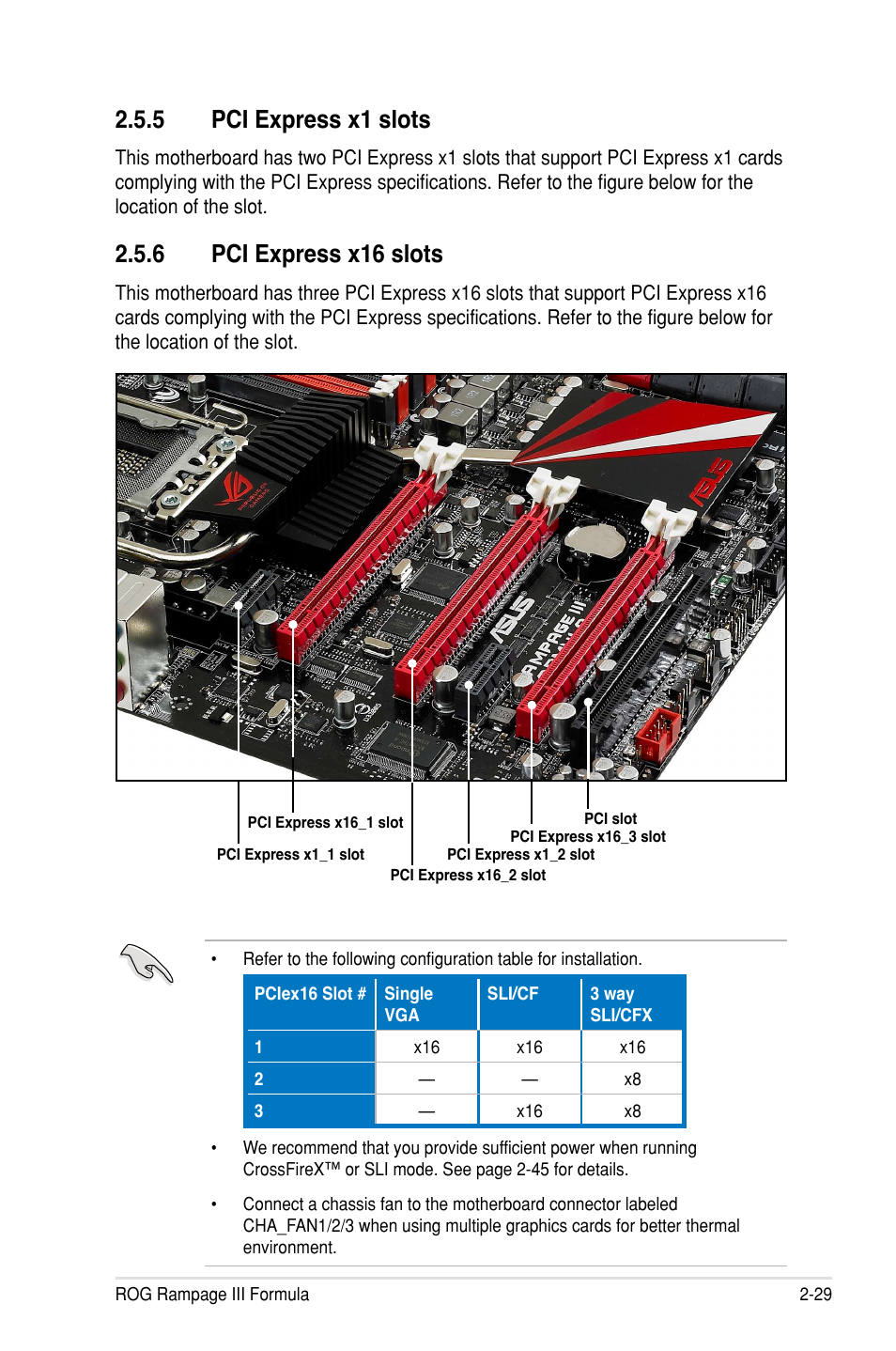5 pci express x1 slots, 6 pci express x16 slots | Asus Rampage III Formula User Manual | Page 57 / 172