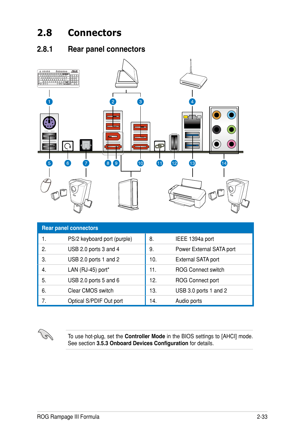 8 connectors, 1 rear panel connectors | Asus Rampage III Formula User Manual | Page 61 / 172