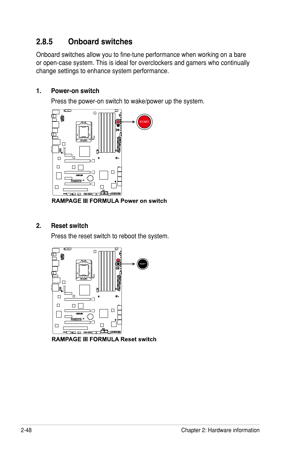 5 onboard switches | Asus Rampage III Formula User Manual | Page 76 / 172