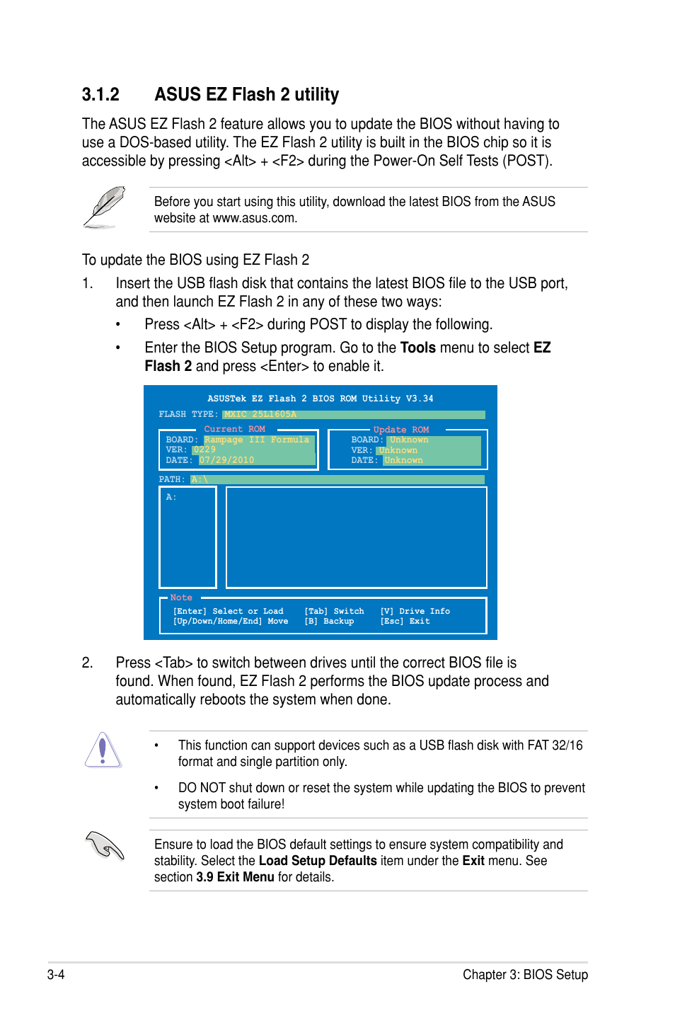 2 asus ez flash 2 utility | Asus Rampage III Formula User Manual | Page 88 / 172