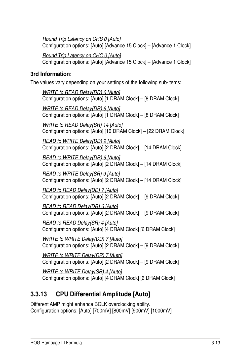 13 cpu differential amplitude �auto | Asus Rampage III Formula User Manual | Page 97 / 172