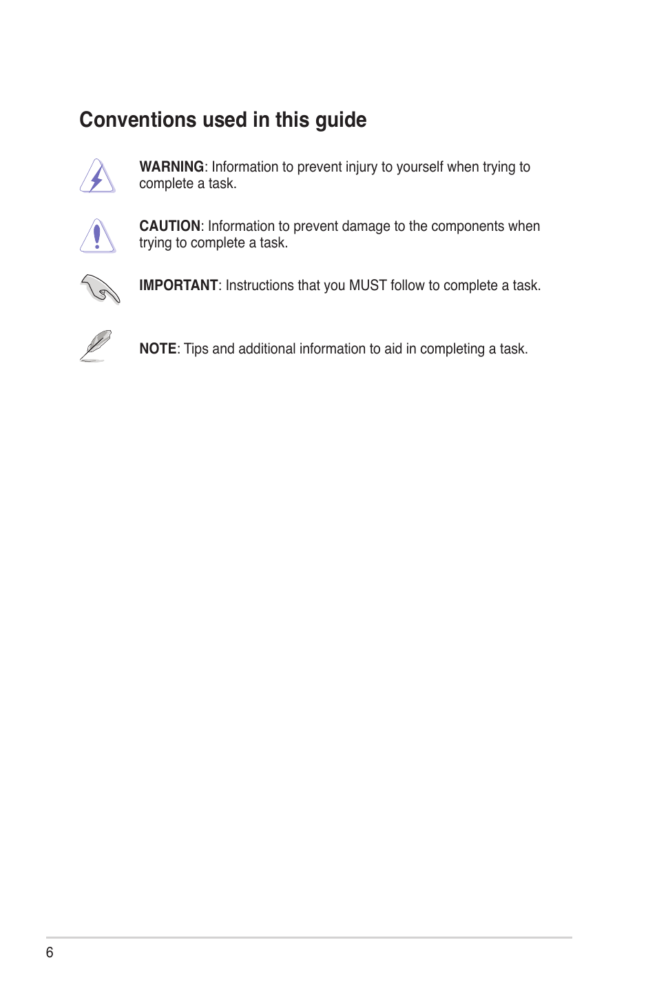 Conventions used in this guide | Asus DSL-N10S User Manual | Page 6 / 62