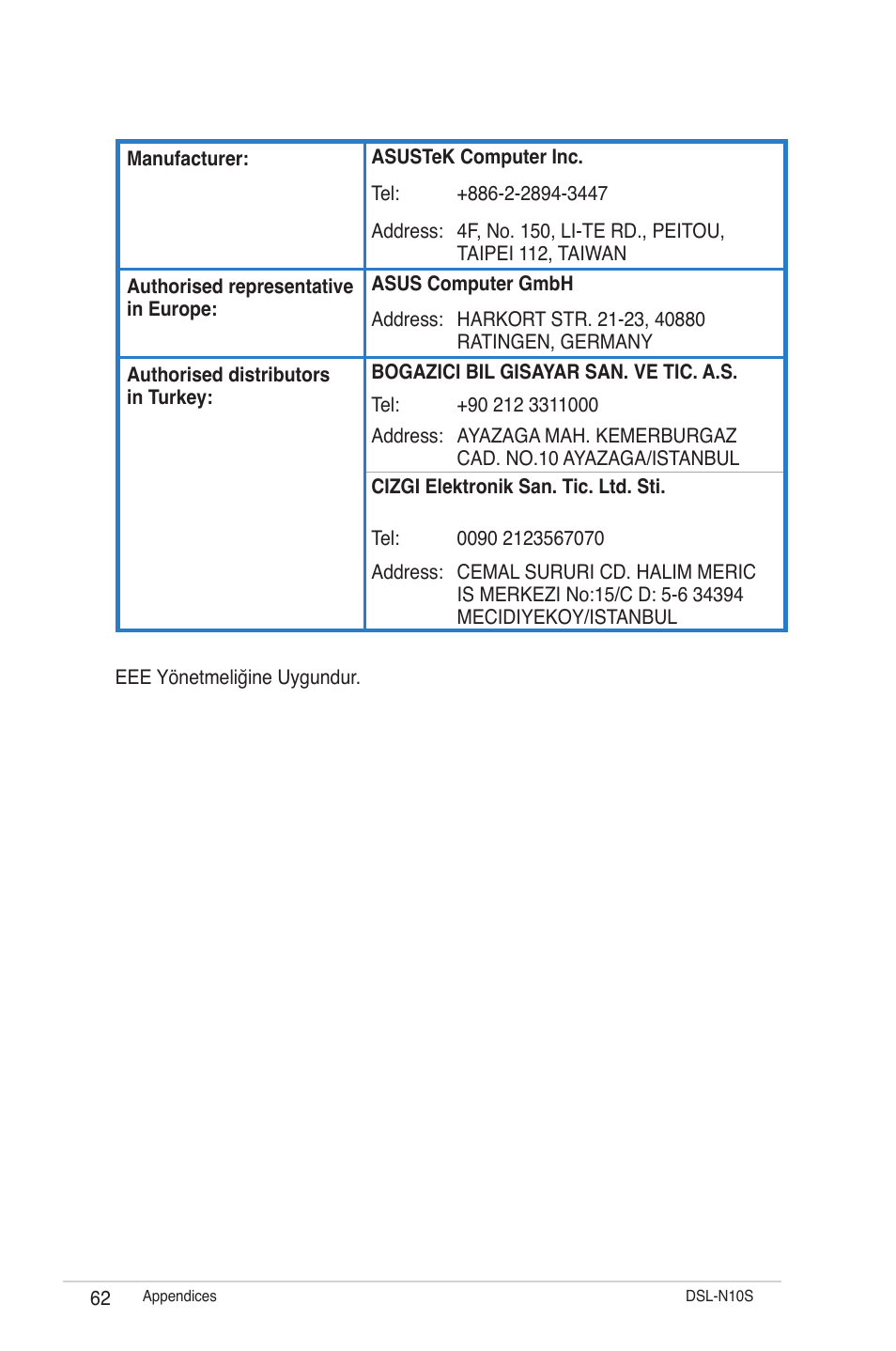 Asus DSL-N10S User Manual | Page 62 / 62