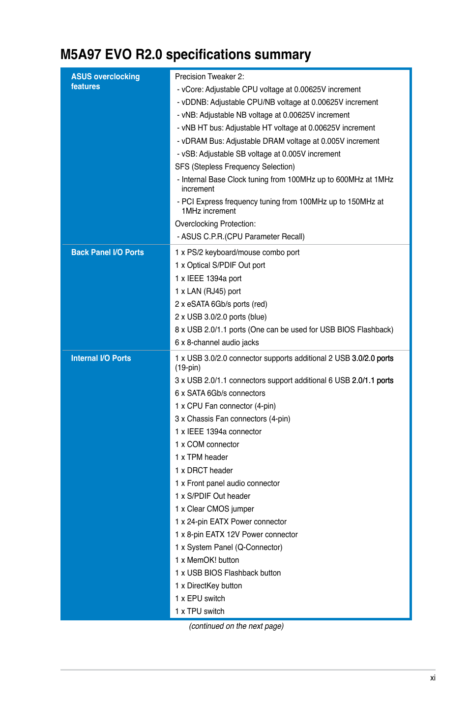 Asus M5A97 EVO R2.0 User Manual | Page 11 / 178