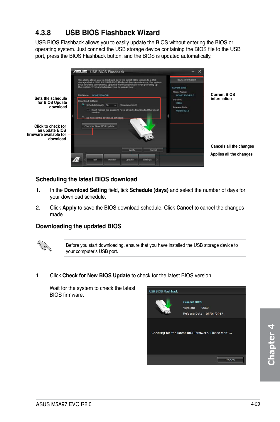 8 usb bios flashback wizard, Usb bios flashback wizard -29, Chapter 4 | Asus M5A97 EVO R2.0 User Manual | Page 147 / 178