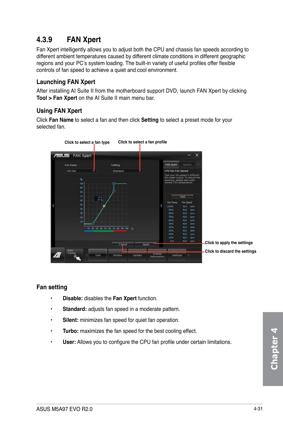 9 fan xpert, Fan xpert -31, Chapter 4 | Asus M5A97 EVO R2.0 User Manual | Page 149 / 178