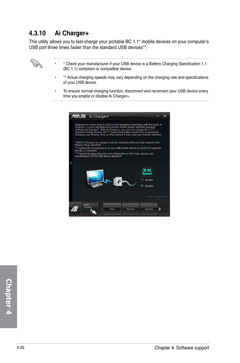 10 ai charger, Ai charger+ -32, Chapter 4 | Asus M5A97 EVO R2.0 User Manual | Page 150 / 178