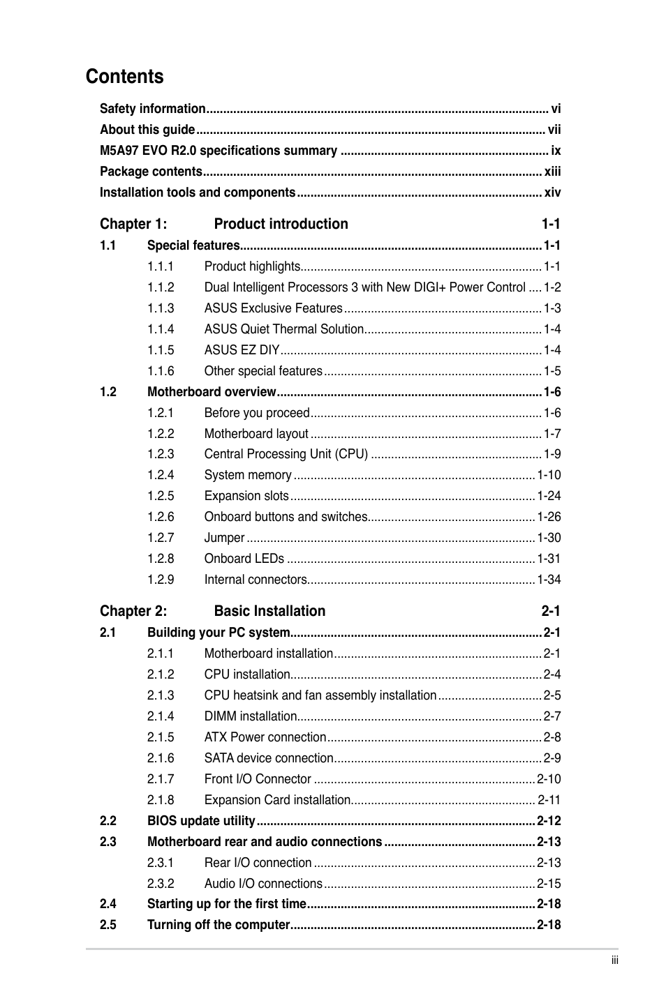 Asus M5A97 EVO R2.0 User Manual | Page 3 / 178