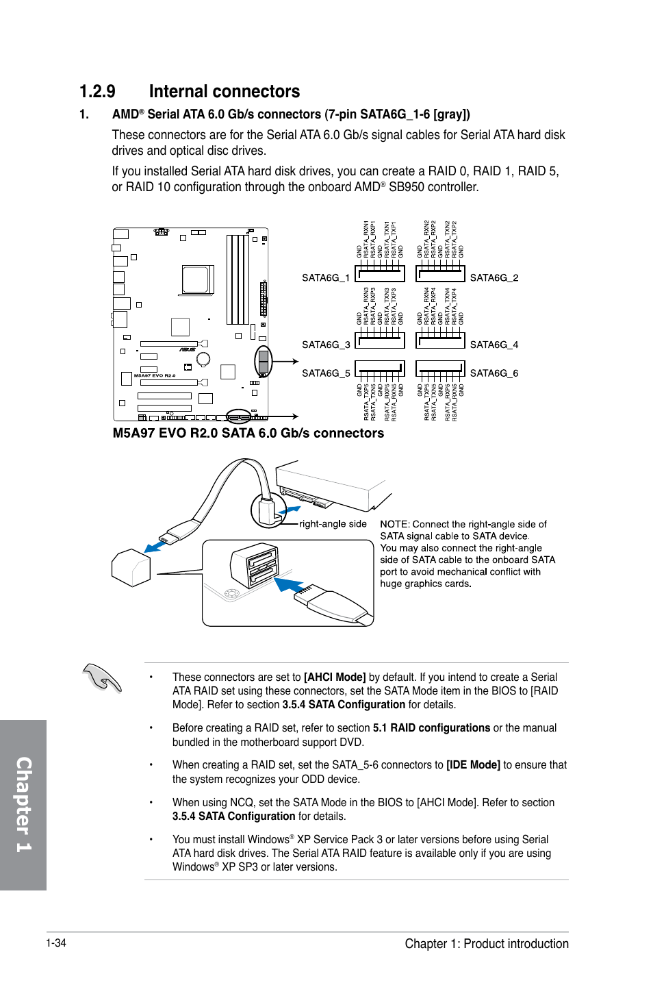 9 internal connectors, Internal connectors -34, Chapter 1 | Asus M5A97 EVO R2.0 User Manual | Page 48 / 178