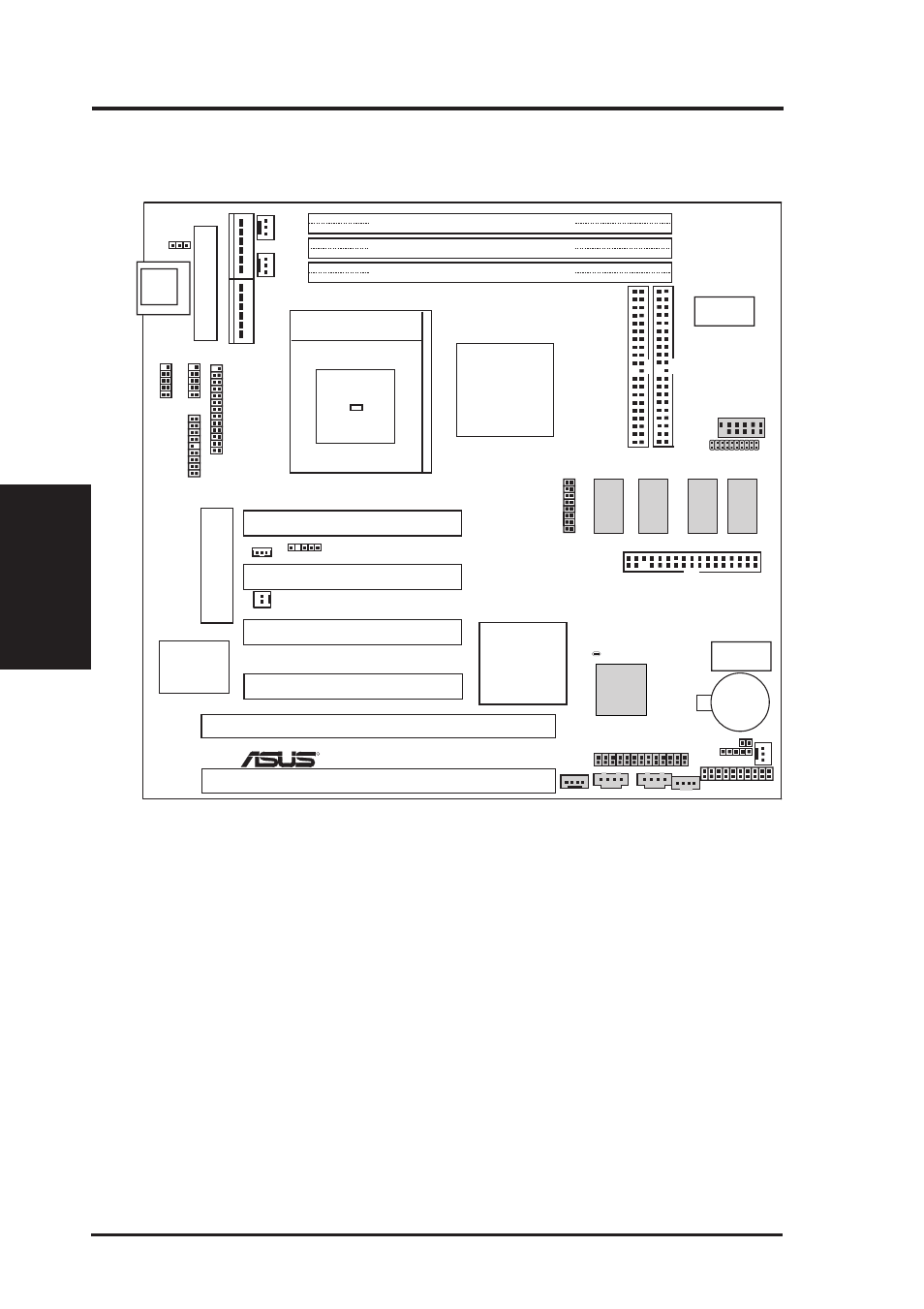 Hardware setup, 1 motherboard layout, 12 asus mes-b user’s manual | Motherboard layout 3. h/w setup, Socket 370, Sis 620 chipset, Sis5595, Isa slot 1 (slot1), Isa slot 2 (slot2), Mes-b | Asus MES-B User Manual | Page 12 / 104