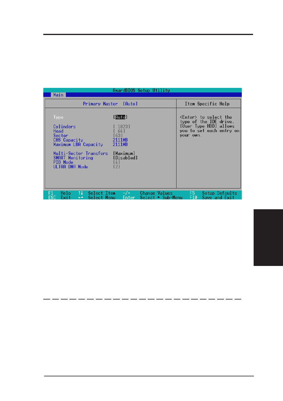 Bios setup, 1 primary & secondary master/slave | Asus MES-B User Manual | Page 47 / 104