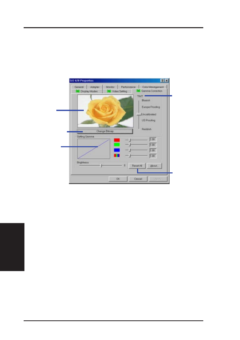 Software setup, Gamma correction page | Asus MES-B User Manual | Page 76 / 104