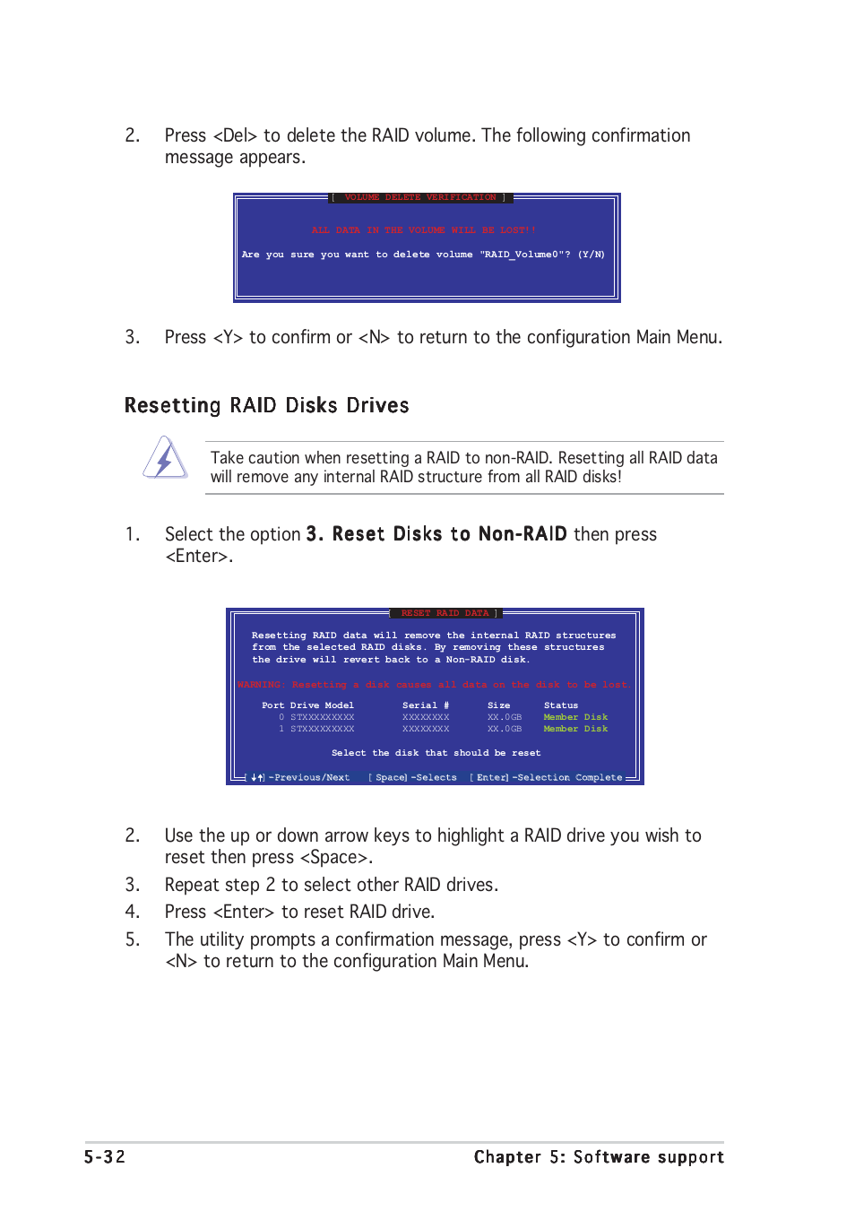 Resetting raid disks drives | Asus P5GD2 Premium User Manual | Page 144 / 152