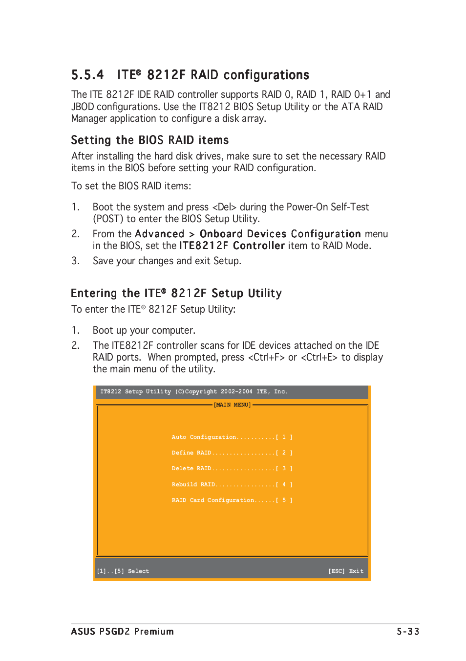 4 ite ite ite ite ite, 8212f raid configurations | Asus P5GD2 Premium User Manual | Page 145 / 152