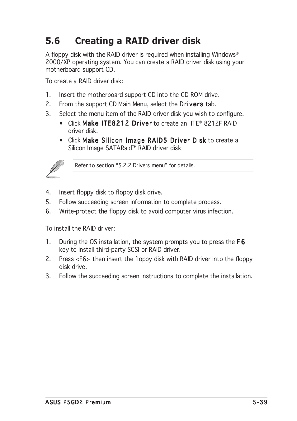 6 creating a raid driver disk | Asus P5GD2 Premium User Manual | Page 151 / 152