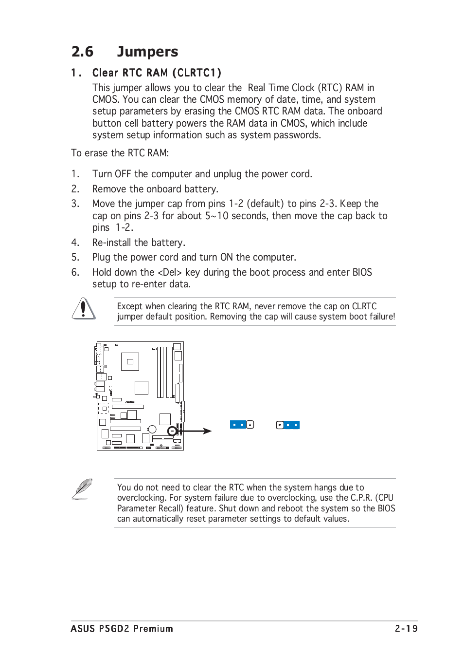 6 jumpers | Asus P5GD2 Premium User Manual | Page 43 / 152