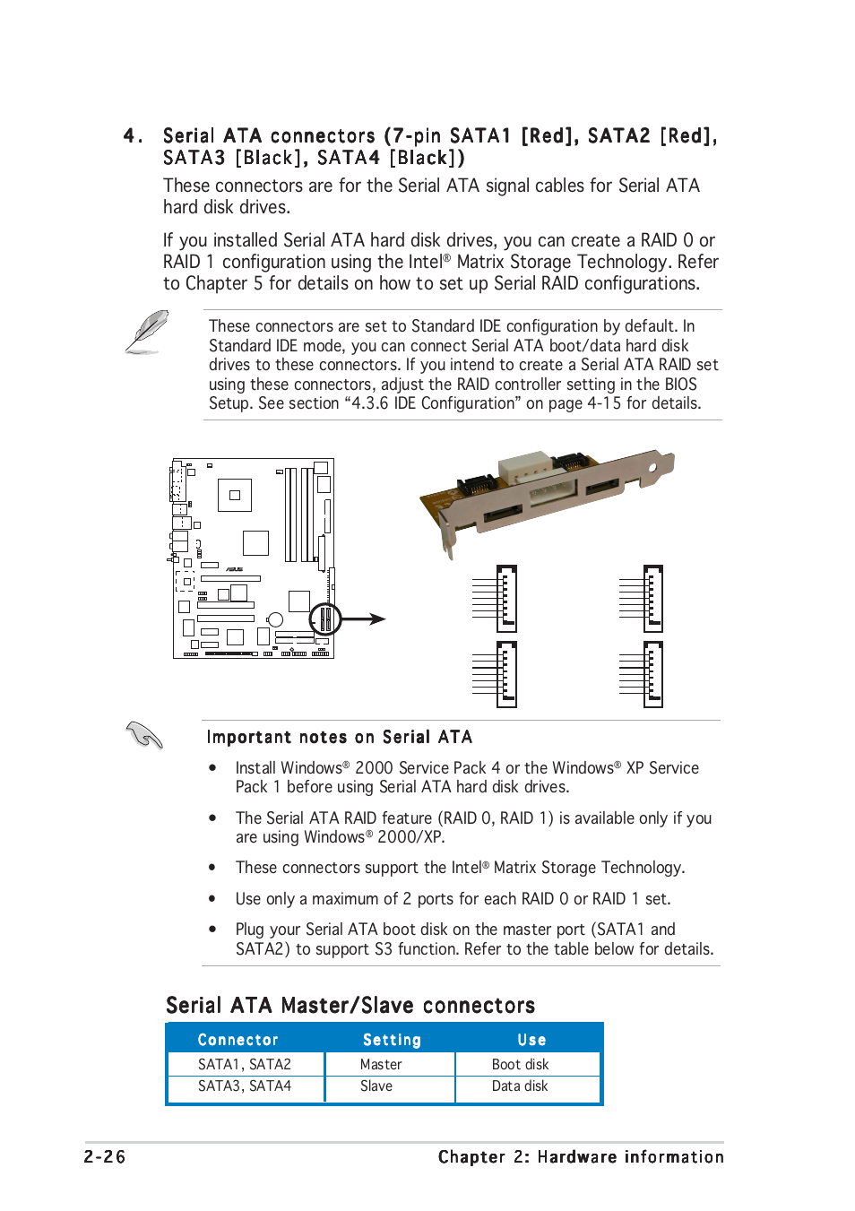 Serial ata master/slave connectors | Asus P5GD2 Premium User Manual | Page 50 / 152