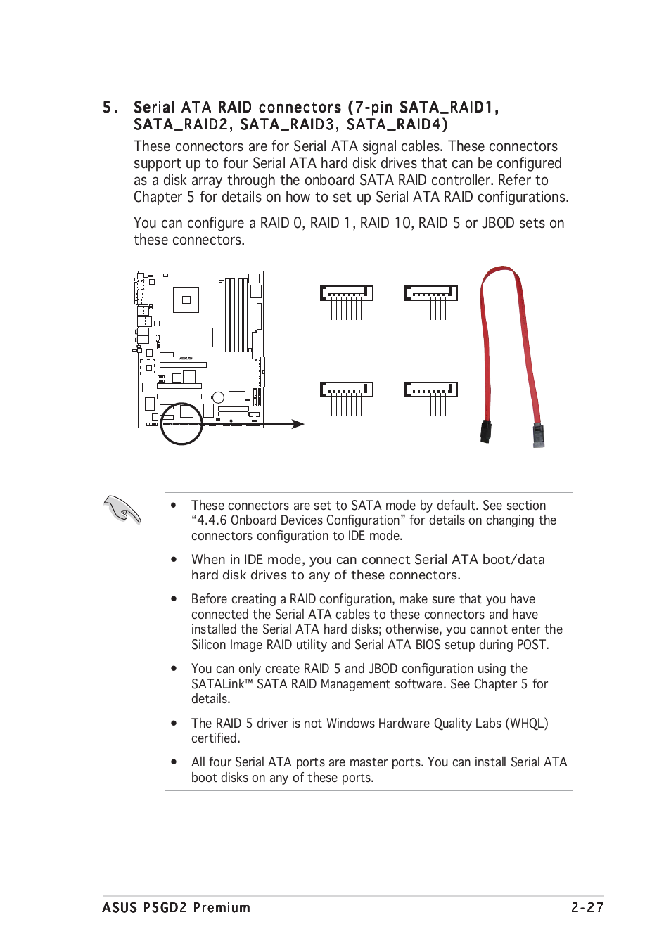 P5gd2 premium sata raid connectors, Sata_raid1, Sata_raid2 | Sata_raid3, Sata_raid4 | Asus P5GD2 Premium User Manual | Page 51 / 152