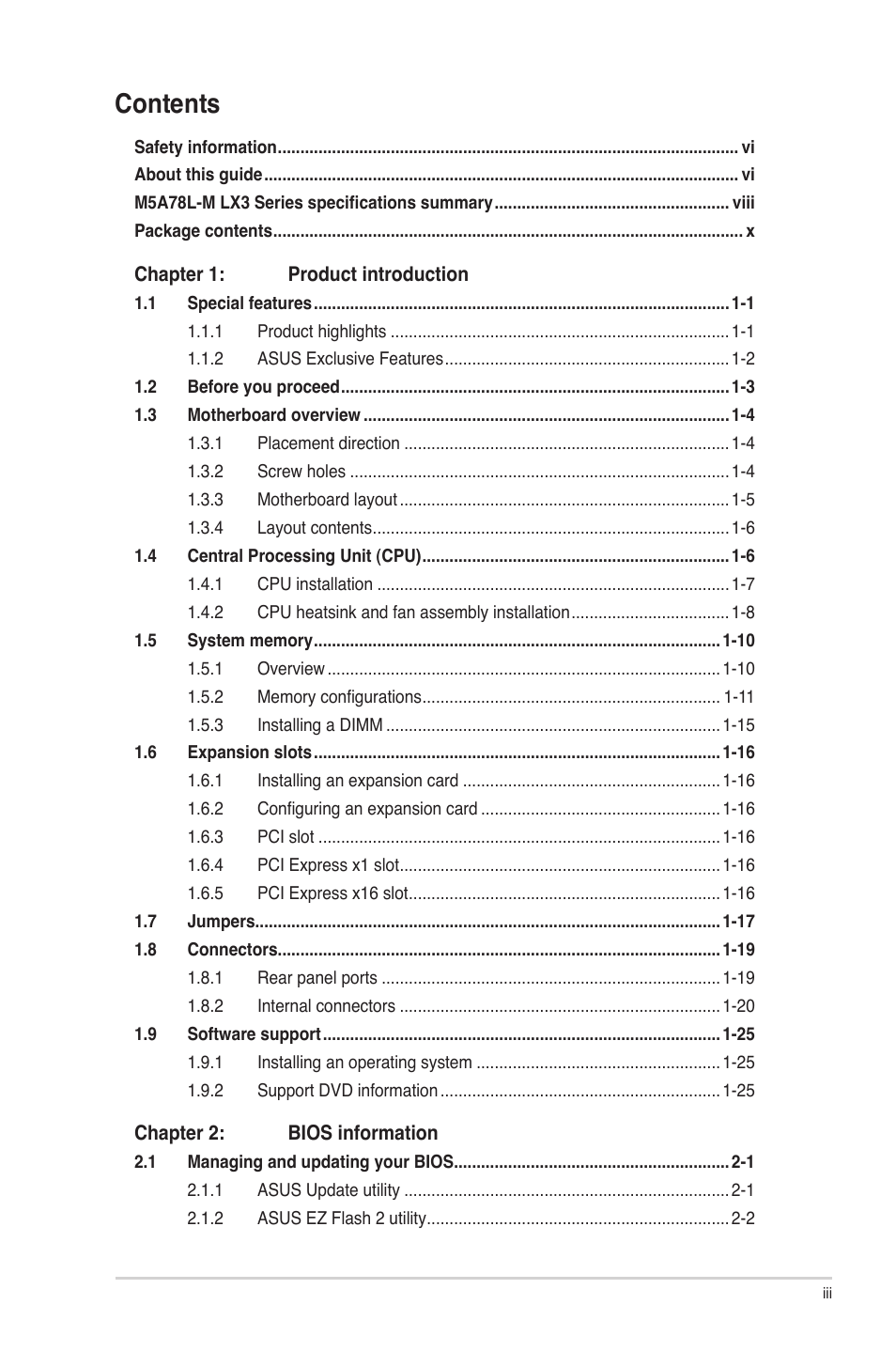 Asus M5A78L-M LX3 PLUS User Manual | Page 3 / 65